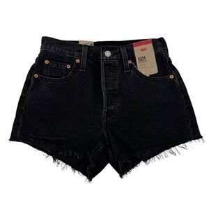 Levi’s 501 button fly black denim short Size 25
